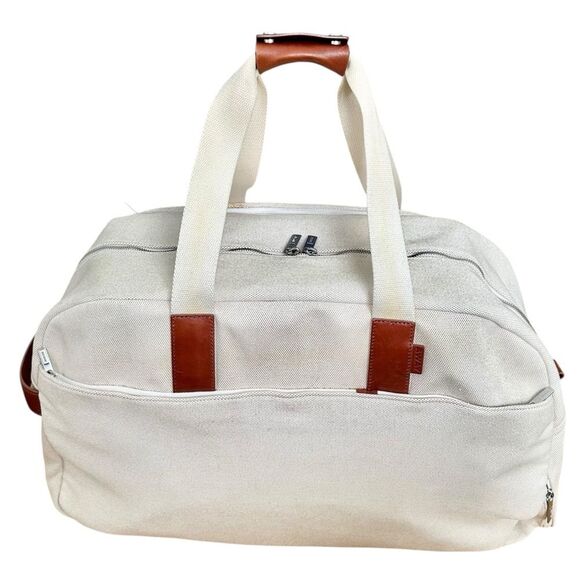 Away Leather Trimmed Canvas Weekender Travel Bag Luggage - Picture 1 of 15